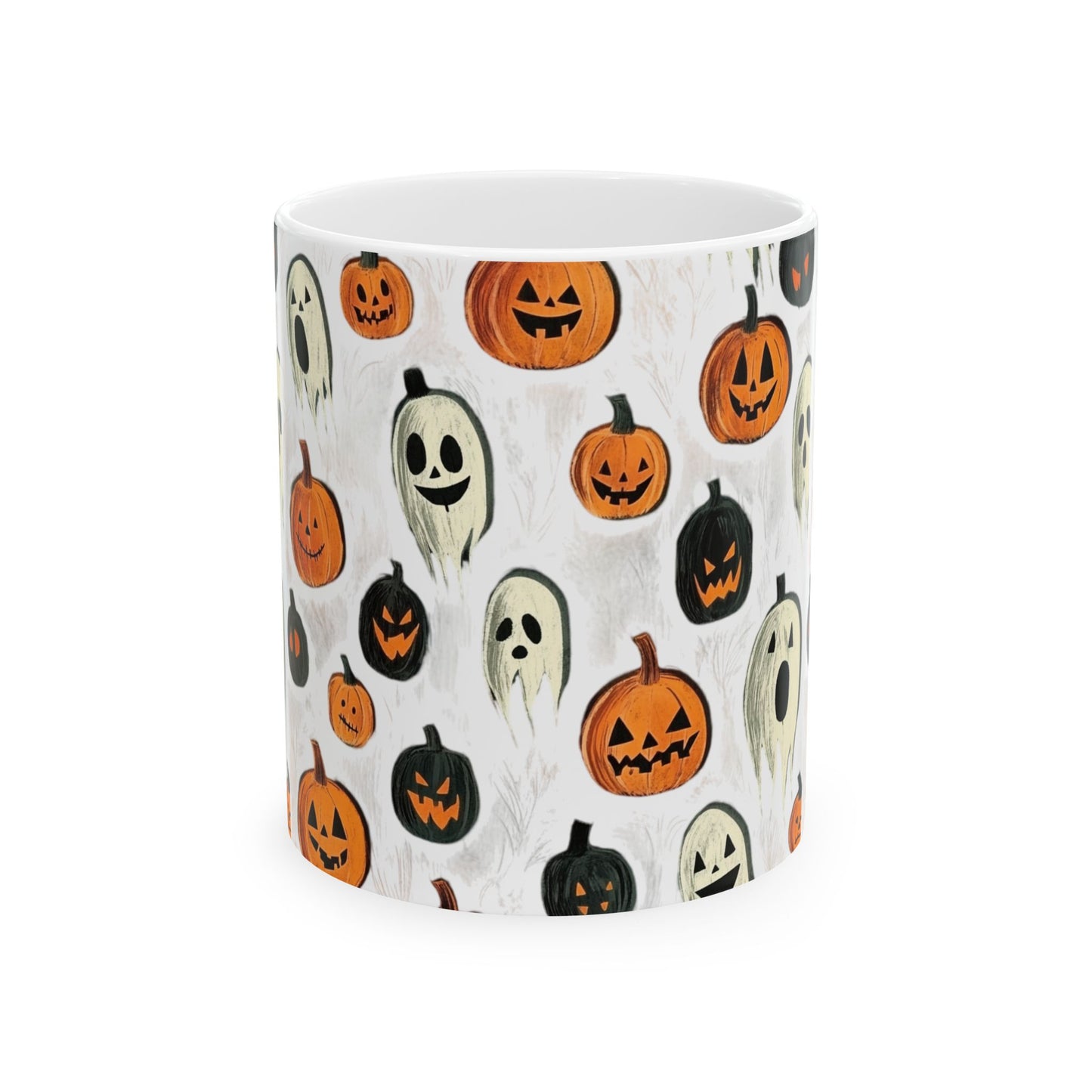 Ghosts and Pumpkins Ceramic Mug, (11oz, 15oz)