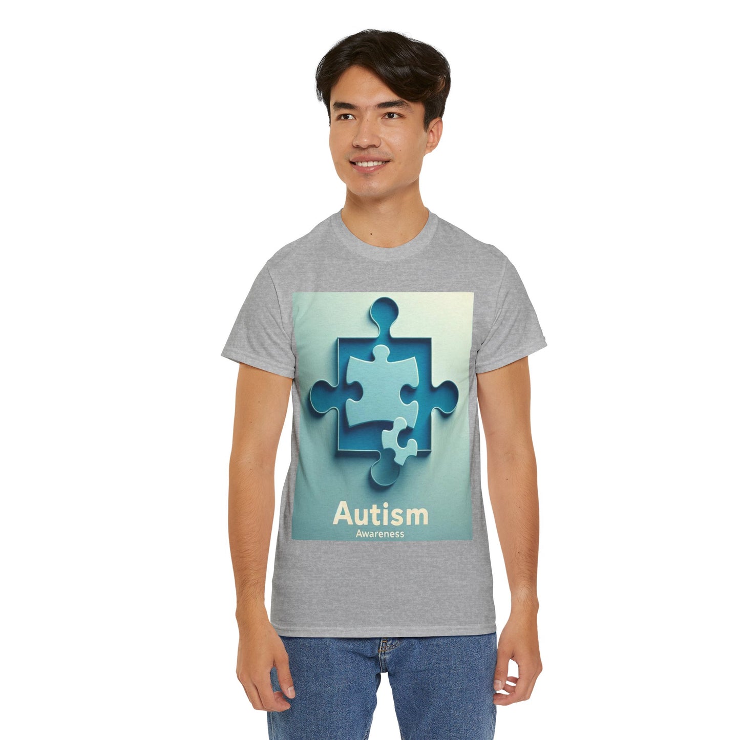 3D Puzzle Piece Autism Awareness Unisex Heavy Cotton Tee