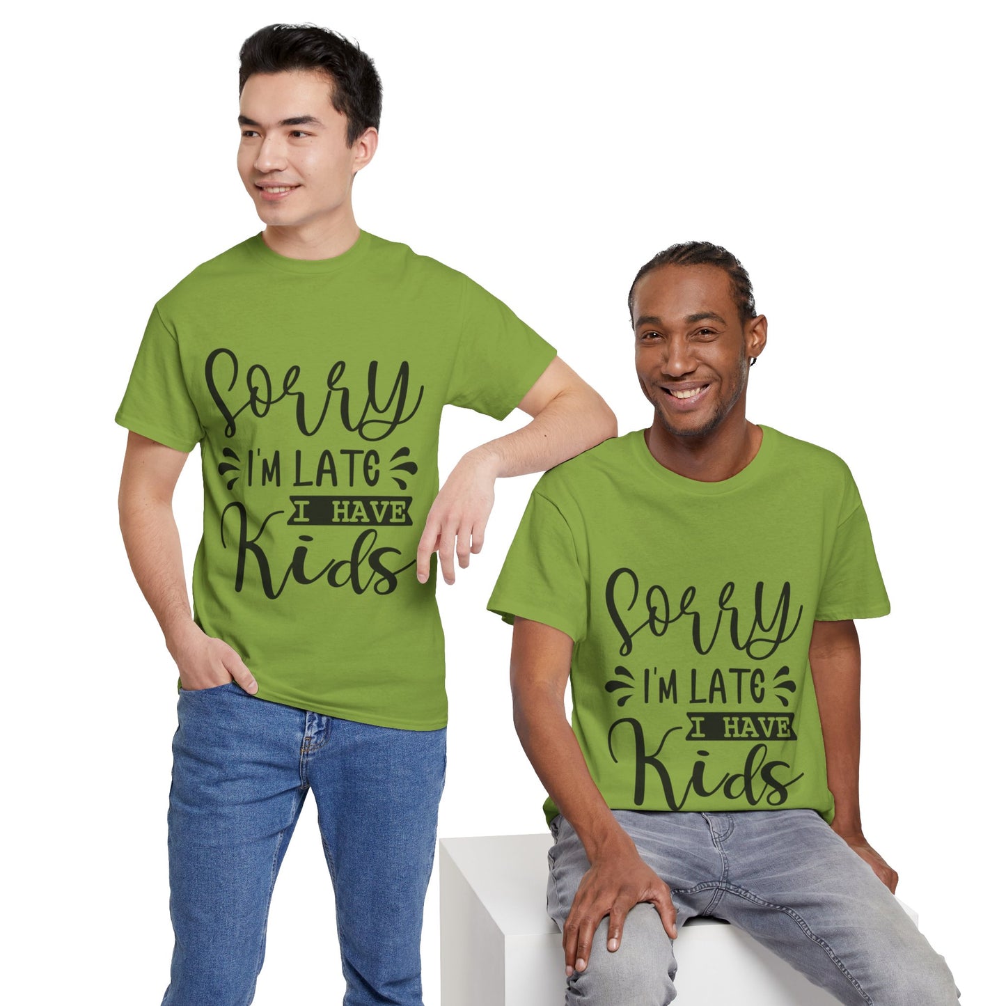 Sorry I'm Late I have Kids Unisex Heavy Cotton Tee