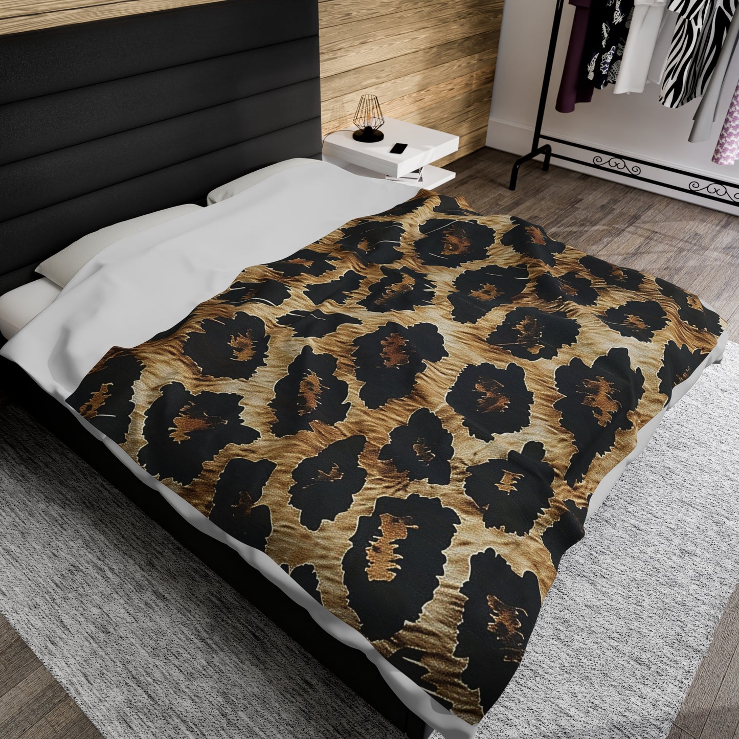 Leopard Animal Print Velveteen Plush Blanket, Ultra-Soft, Customizable, and Cozy for Home or Gifts