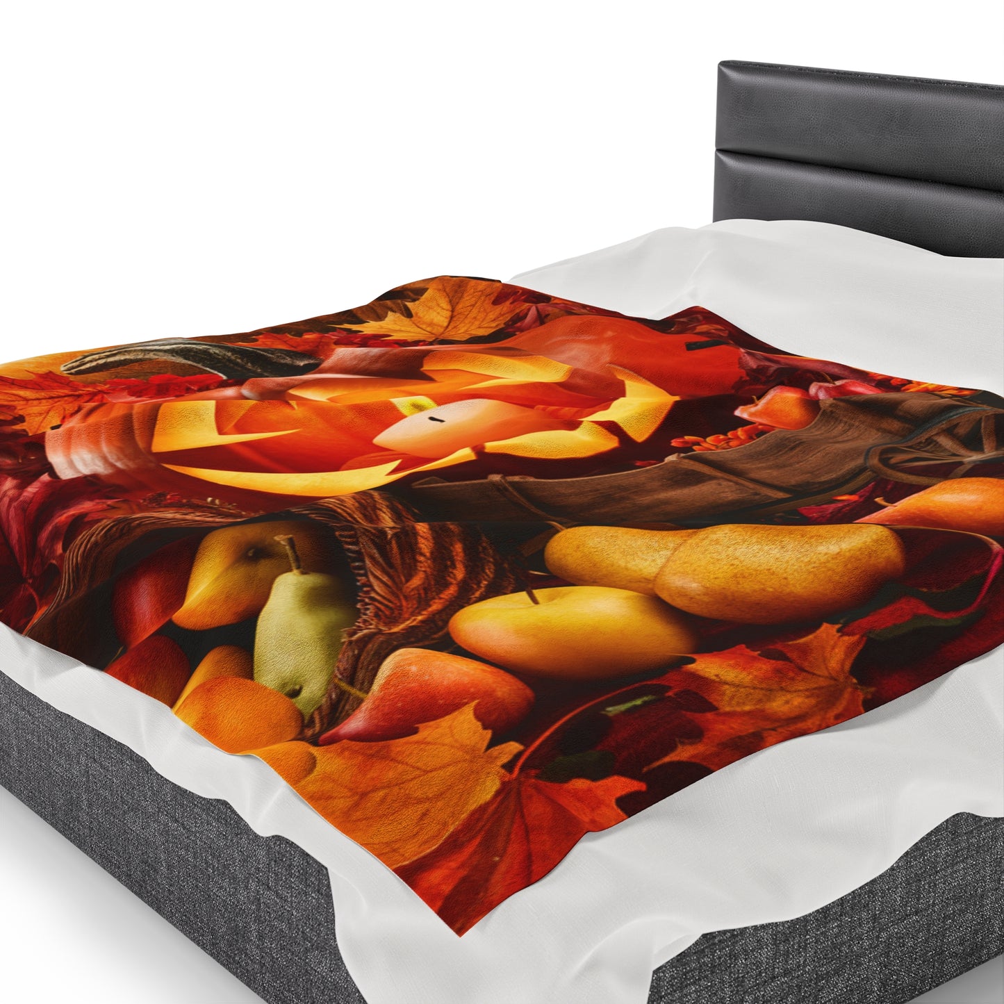 Pumpkin Candle Velveteen Plush Blanket