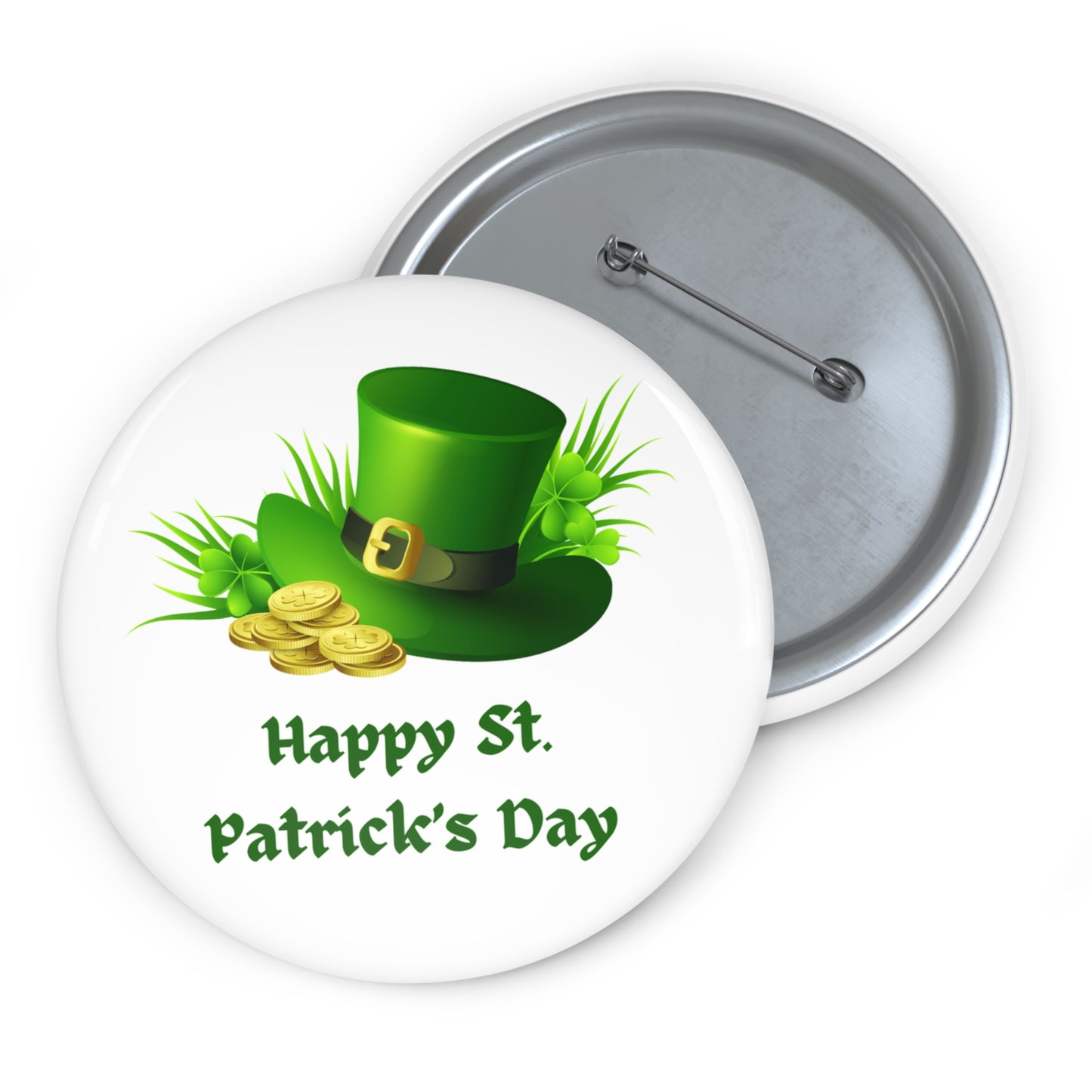 St. Patrick's Day Hat and Gold Pin Buttons - Festive and Fun Badge