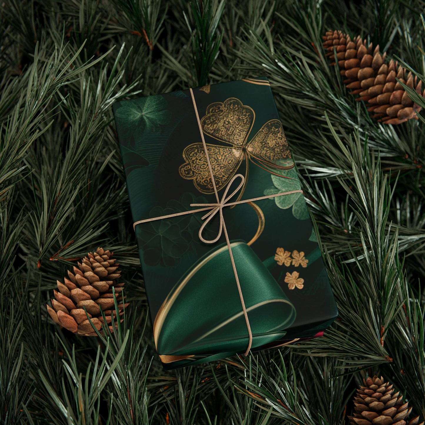 Elegant Holiday Wrapping Paper with Gold Bows