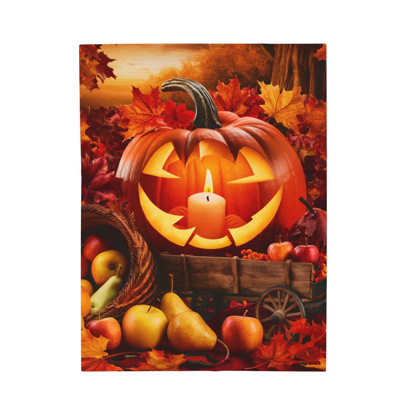 Pumpkin Candle Velveteen Plush Blanket