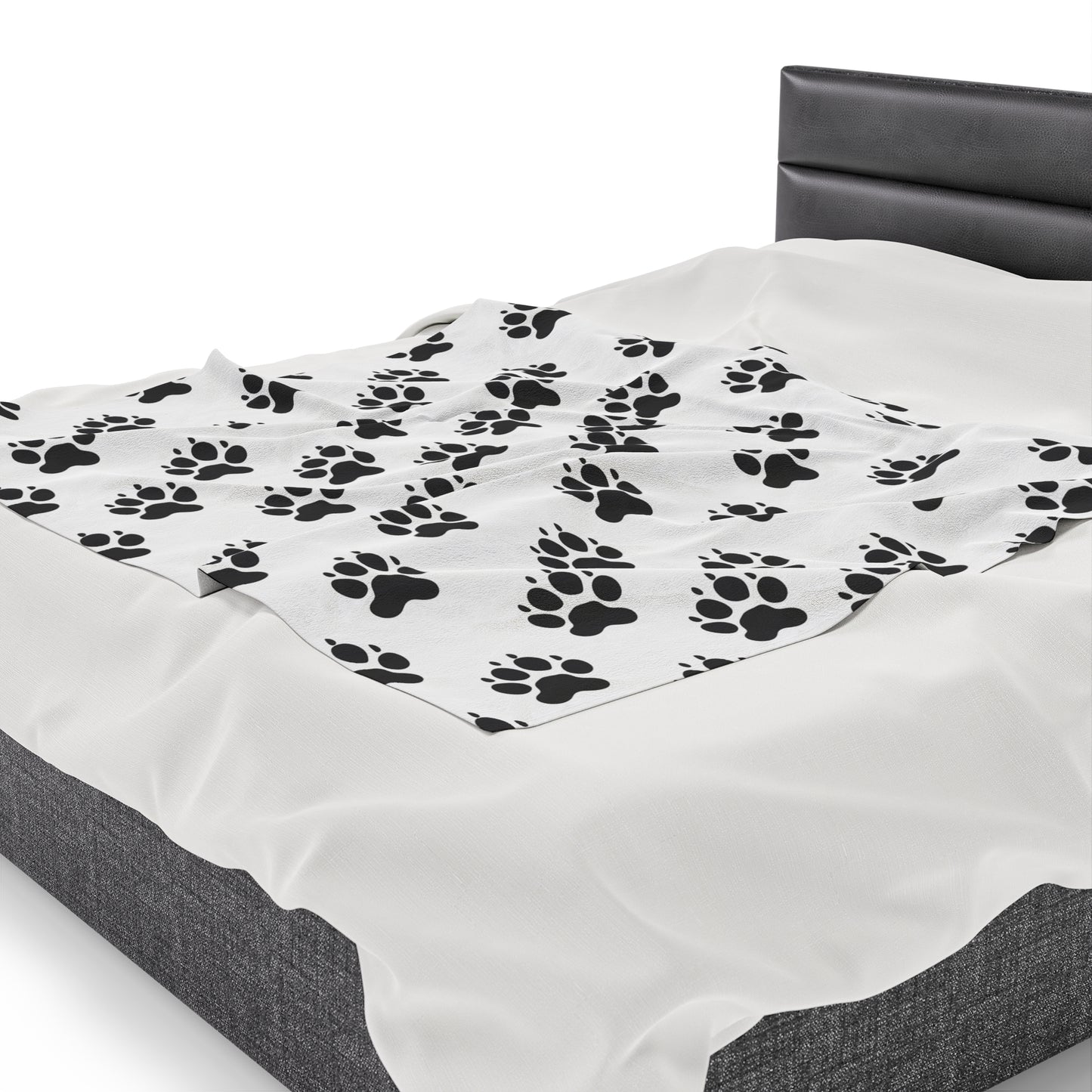 Dog Paw Print Velveteen Plush Blanket, Ultra-Soft, Customizable, and Cozy for Home or Gifts