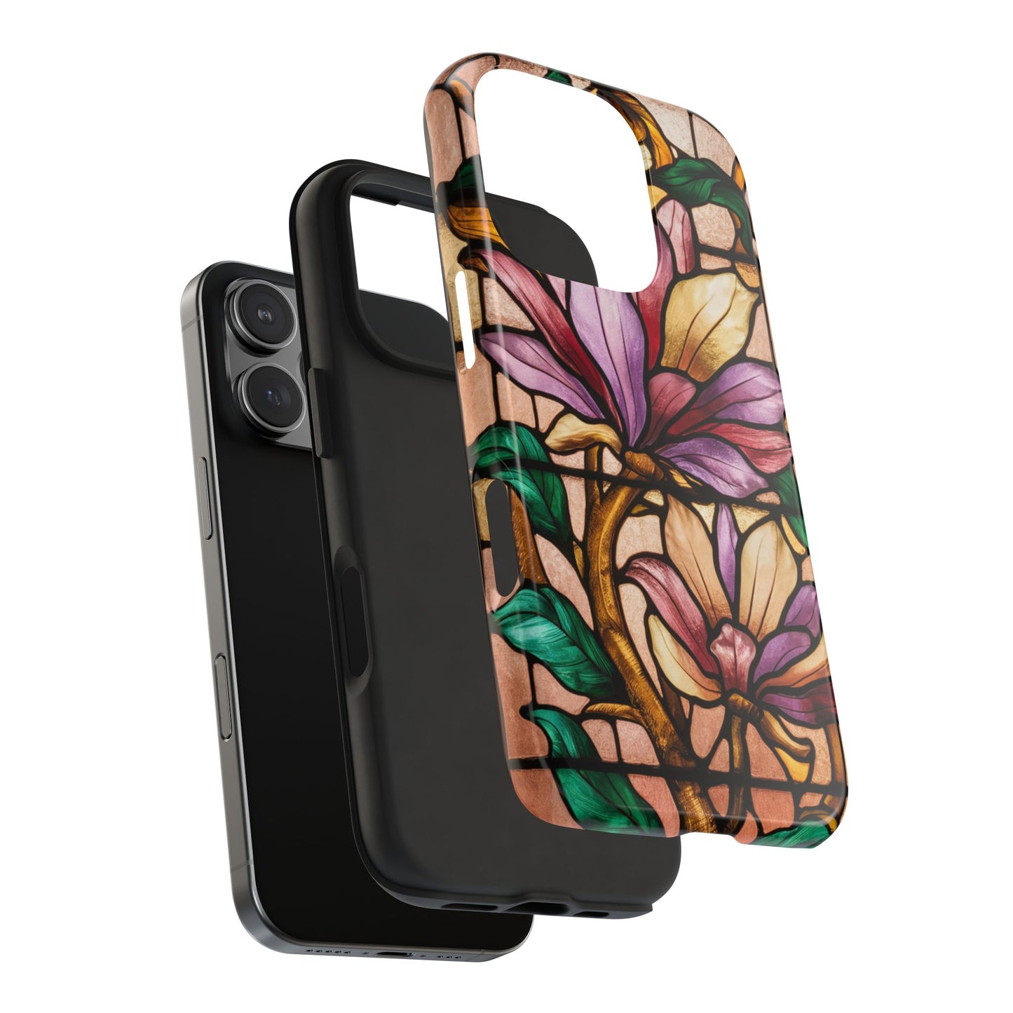 Stained Glass Floral Tough Phone Case - Stylish & Durable Protection