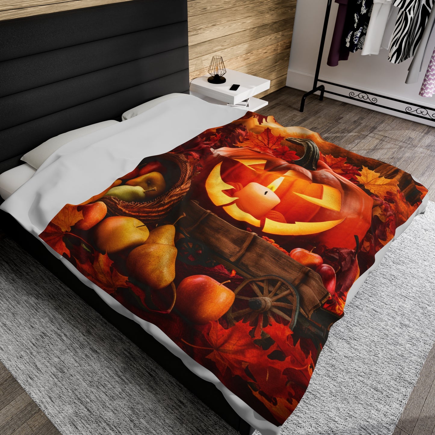 Pumpkin Candle Velveteen Plush Blanket