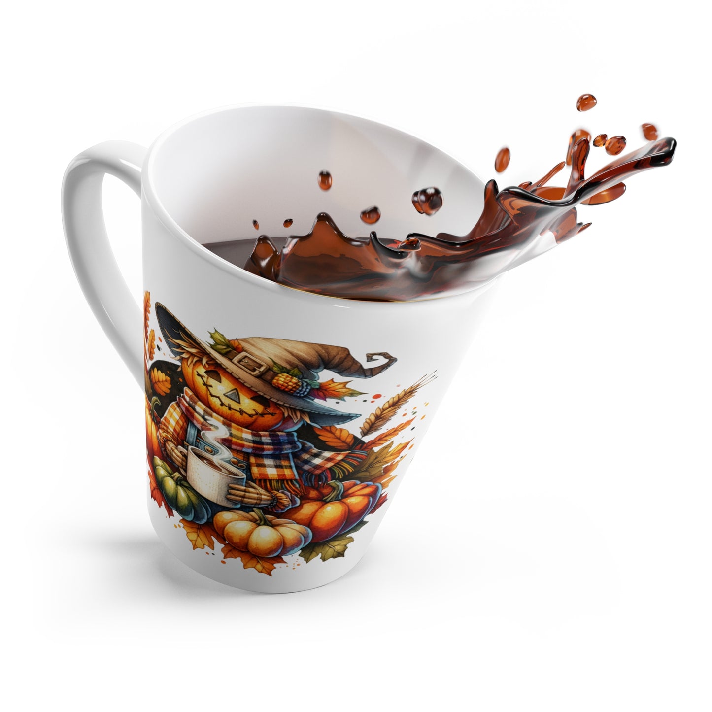 Scarecrow and Pumpkins Latte Mug