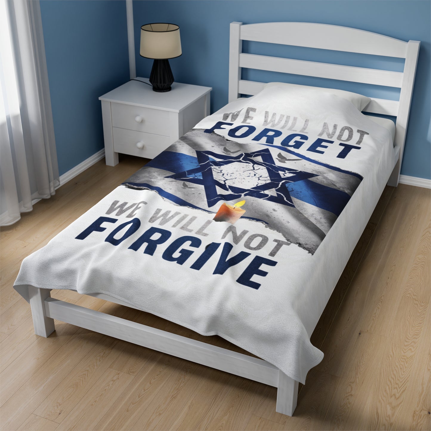 Israel Remembrance Plush Blanket - 'We Will Not Forget' - Cozy Tribute to Hope and Resilience