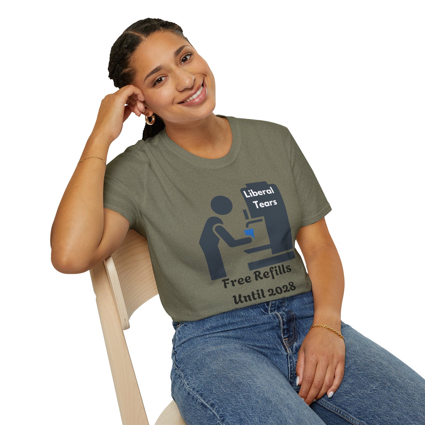 Unisex Softstyle T-Shirt - "Liberal Tears Free Refills Until 2028" Liberal Humor Tee