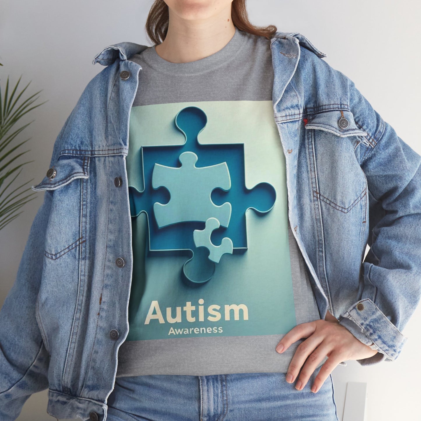 3D Puzzle Piece Autism Awareness Unisex Heavy Cotton Tee