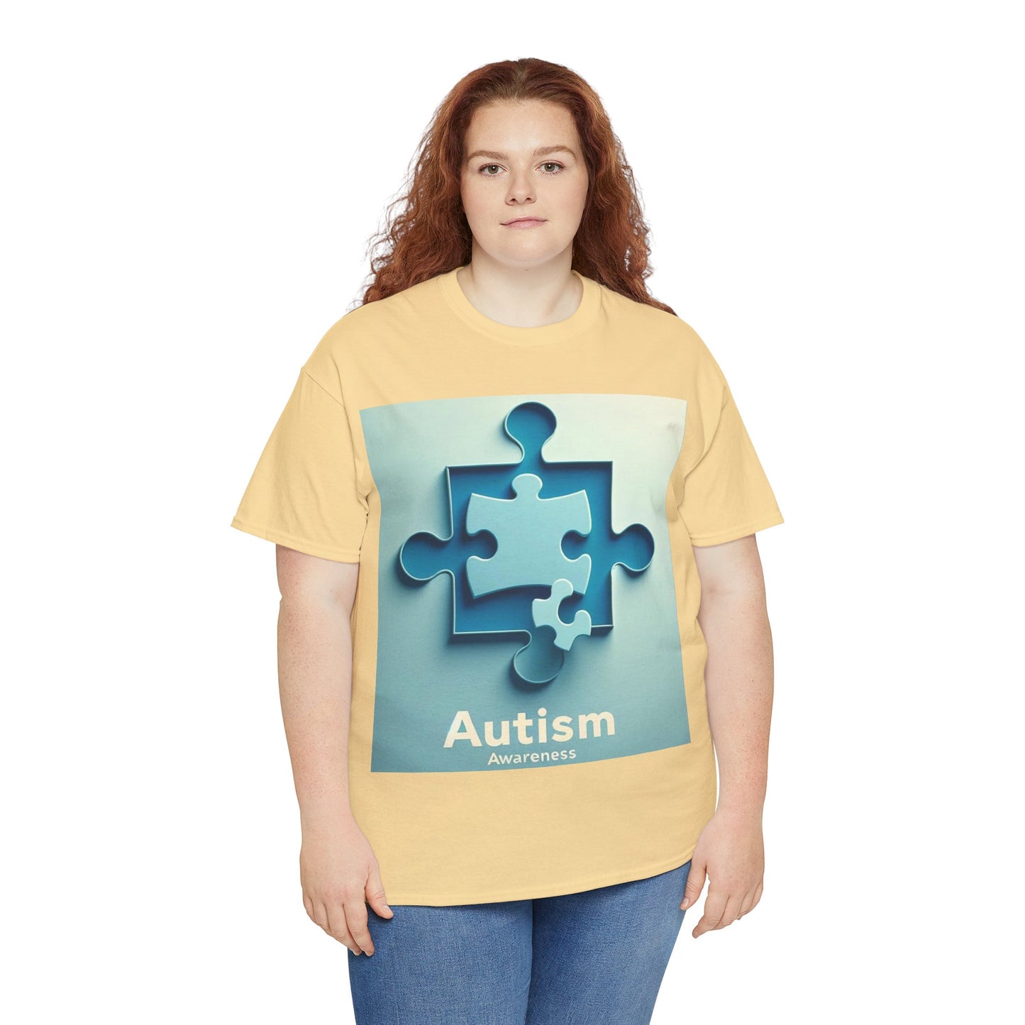 3D Puzzle Piece Autism Awareness Unisex Heavy Cotton Tee
