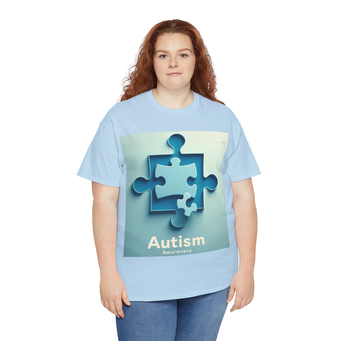 3D Puzzle Piece Autism Awareness Unisex Heavy Cotton Tee