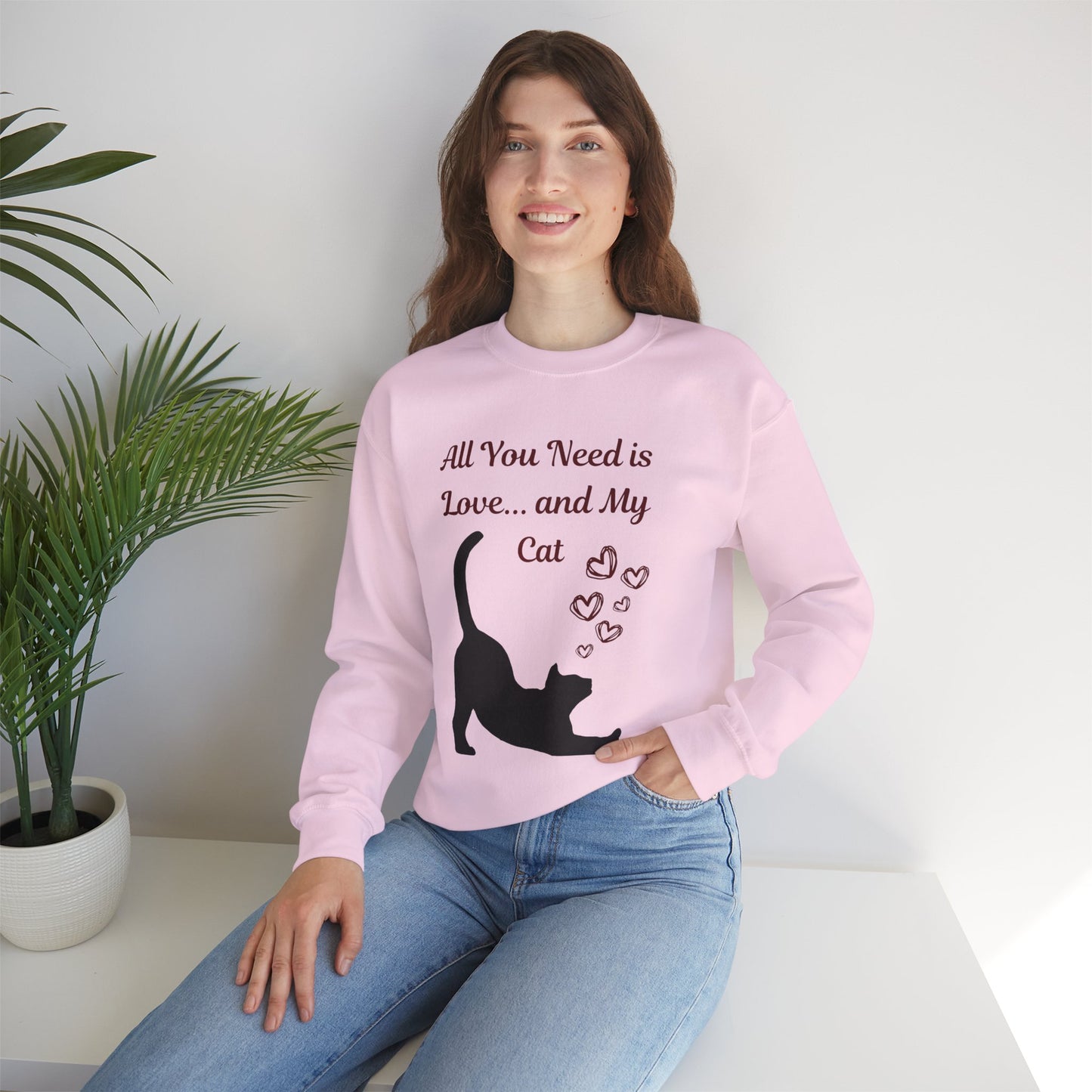 All You Need Is Love And My Cat Unisex Heavy Blend™ Crewneck Sweatshirt