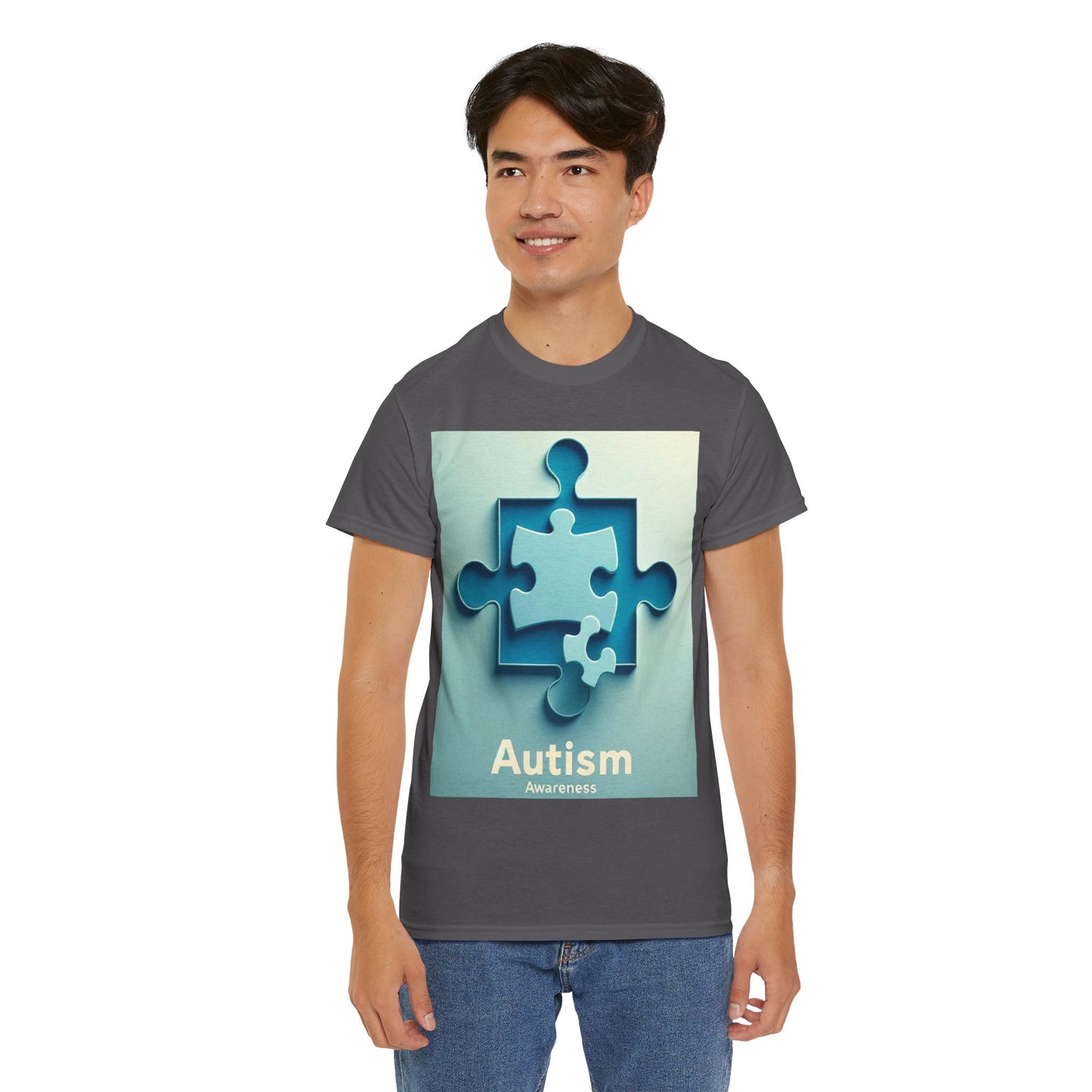 3D Puzzle Piece Autism Awareness Unisex Heavy Cotton Tee