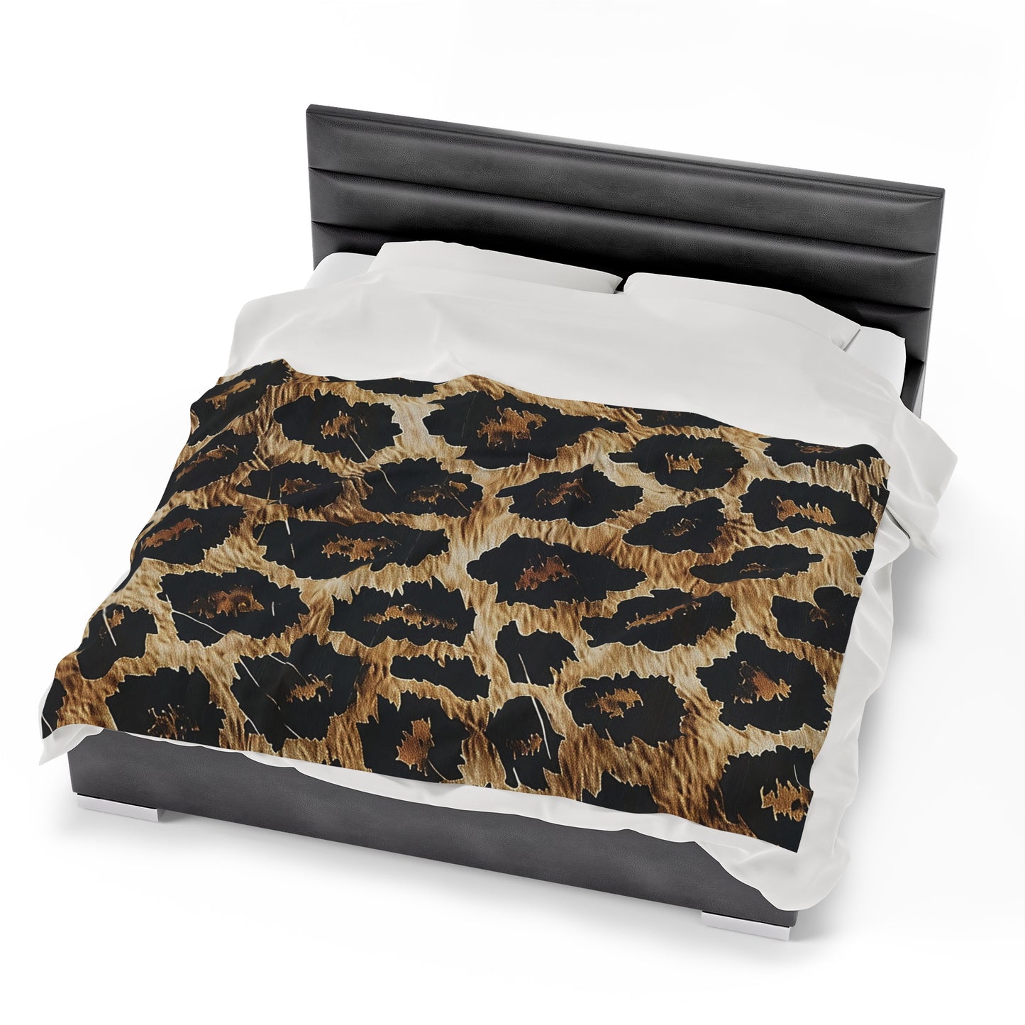 Leopard Animal Print Velveteen Plush Blanket, Ultra-Soft, Customizable, and Cozy for Home or Gifts