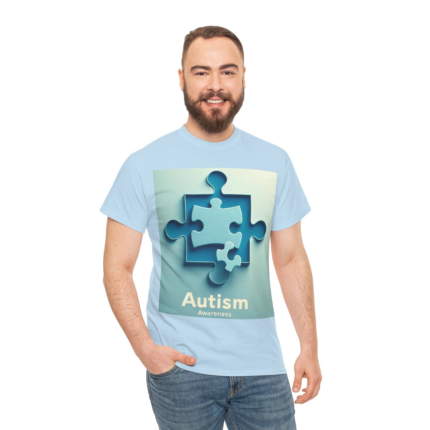 3D Puzzle Piece Autism Awareness Unisex Heavy Cotton Tee