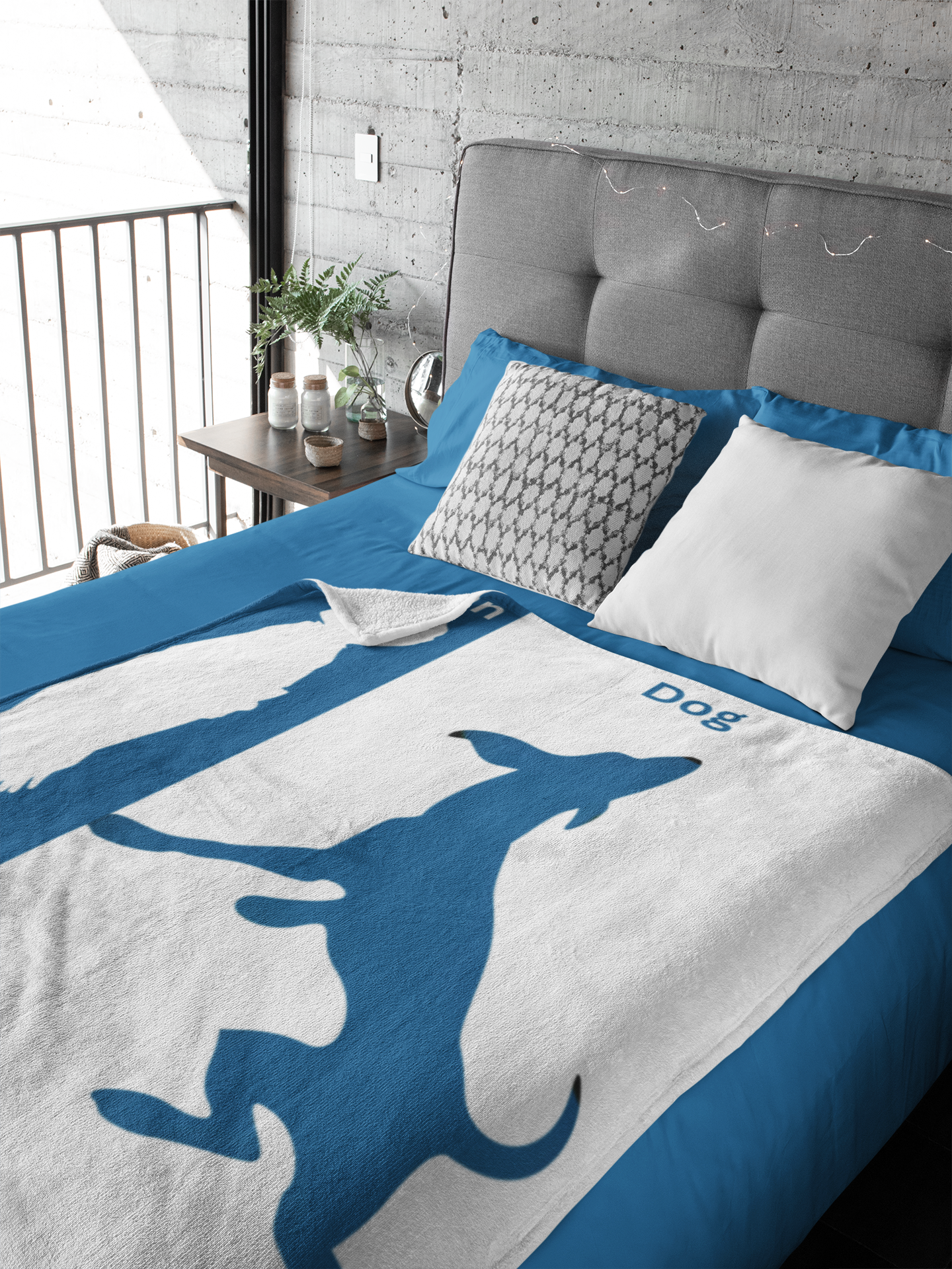 Edge of Bed: Dog's Domain Navy Blue Sherpa Fleece Blanket