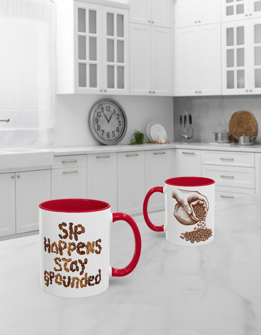 Sip Happens Stay Grounded Colorful Mugs (11oz, 15oz)