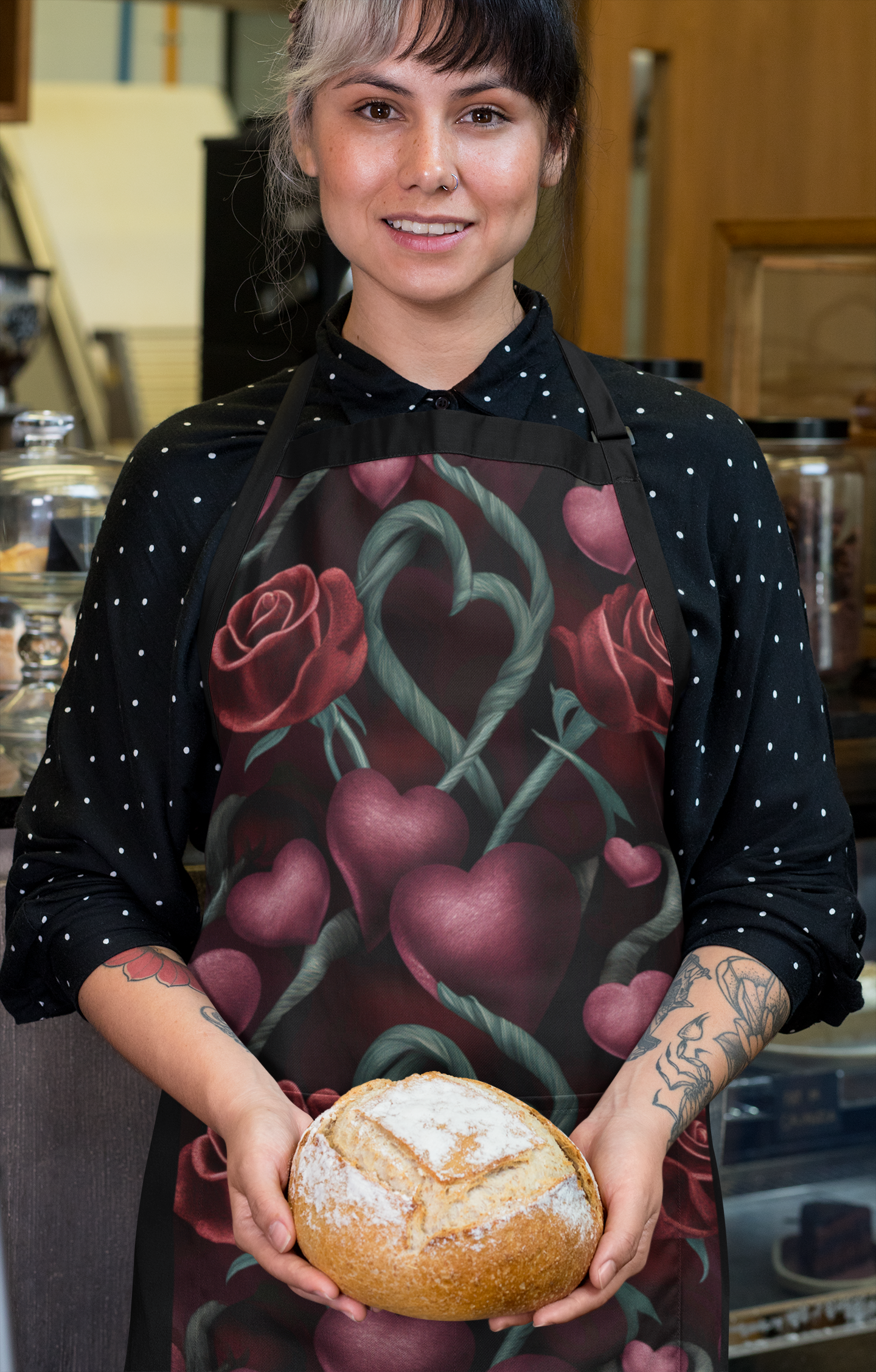 Hearts and Roses Themed Apron (AOP)