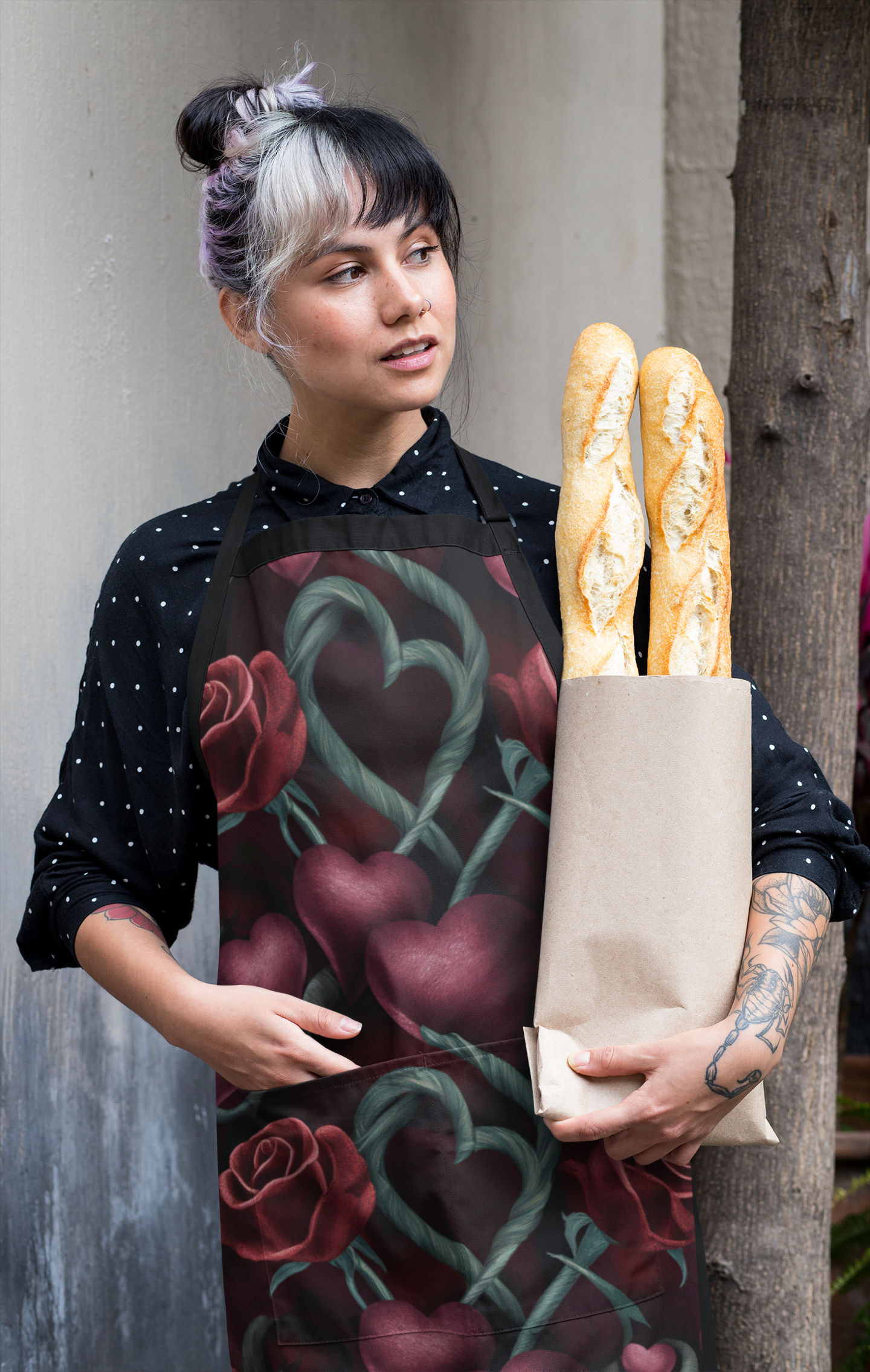 Hearts and Roses Themed Apron (AOP)