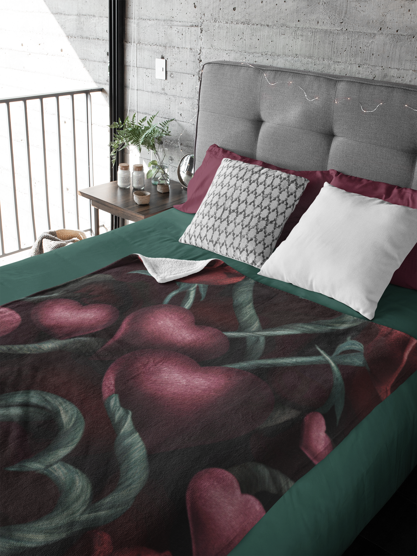 Hearts and Roses Velveteen Plush Blanket