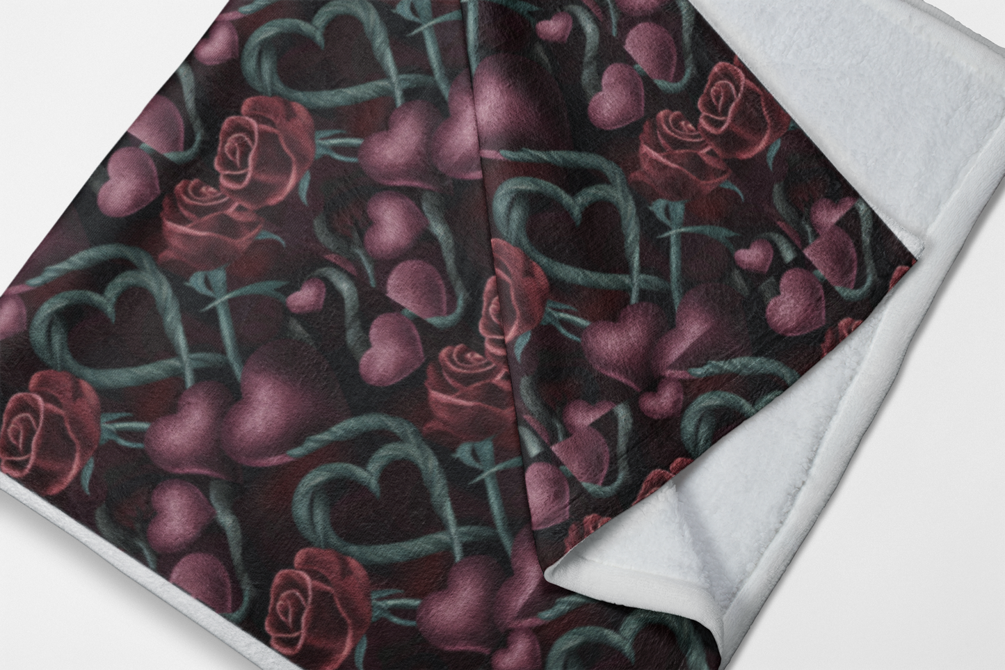 Hearts and Roses Velveteen Plush Blanket