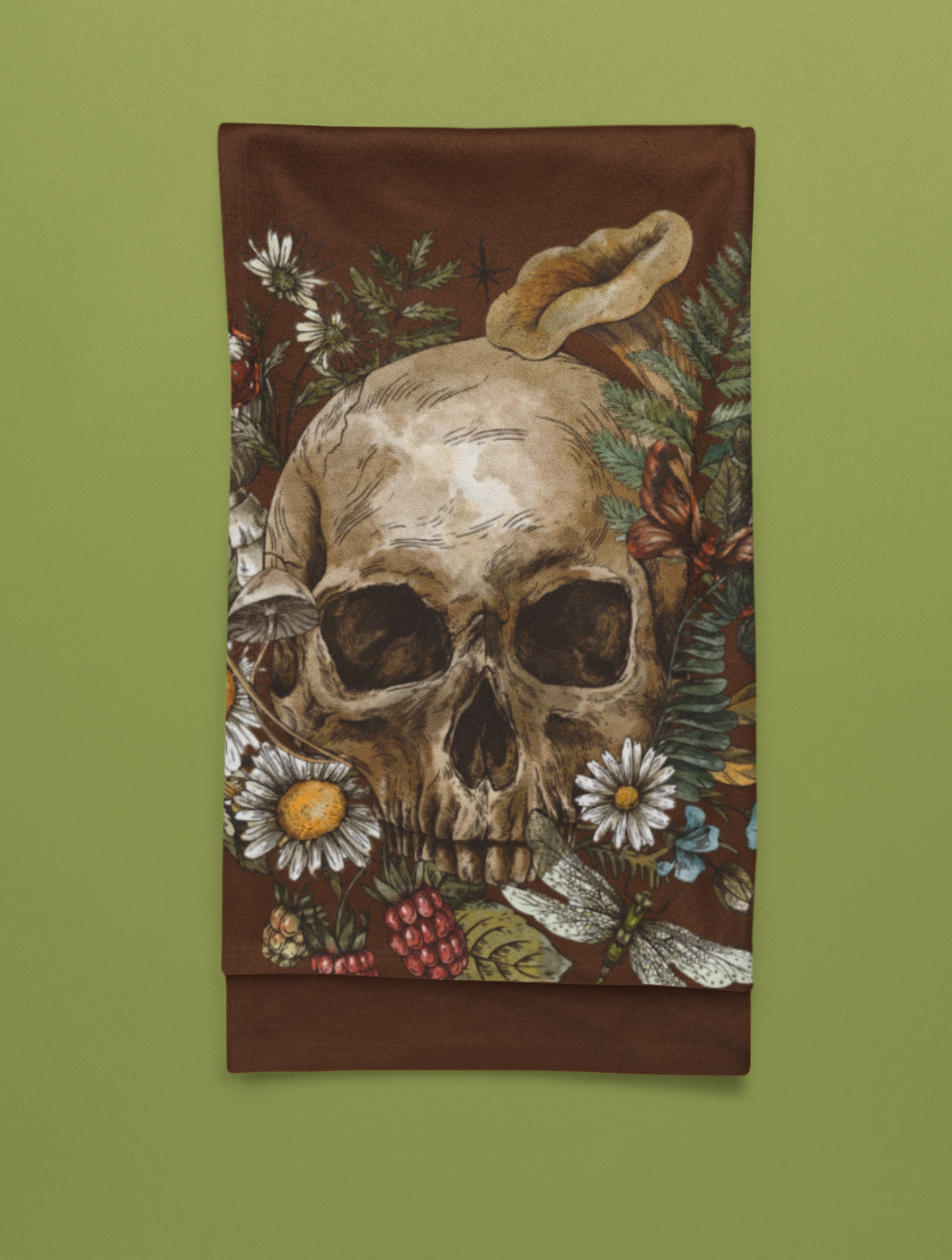 Skull and Flowers Velveteen Plush Blanket