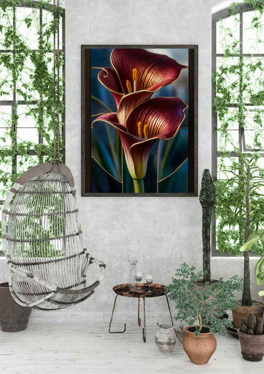 Elegant Floral Satin Poster - Vintage Style Wall Art for Home Decor