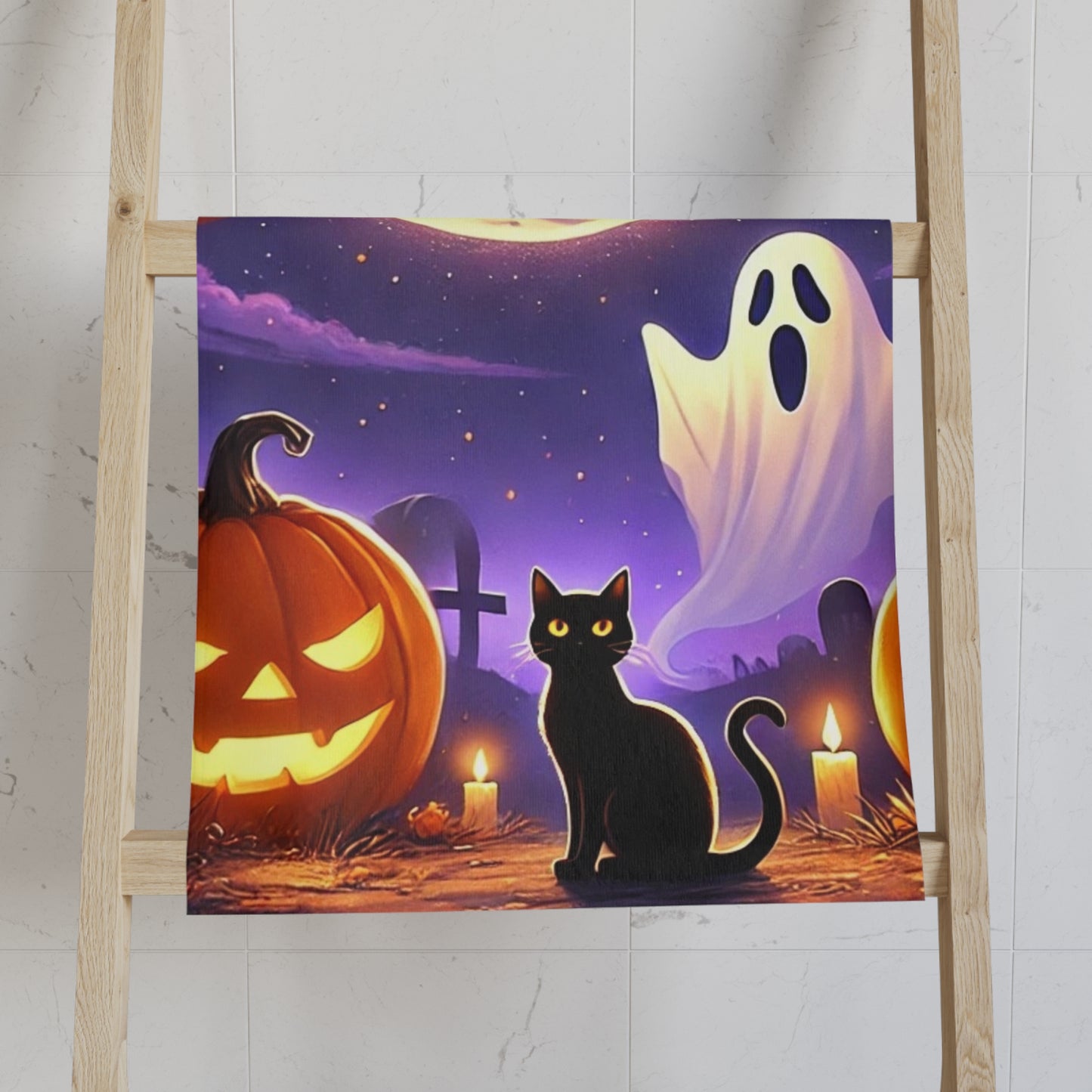 Spooky Ghost Halloween Hand Towel