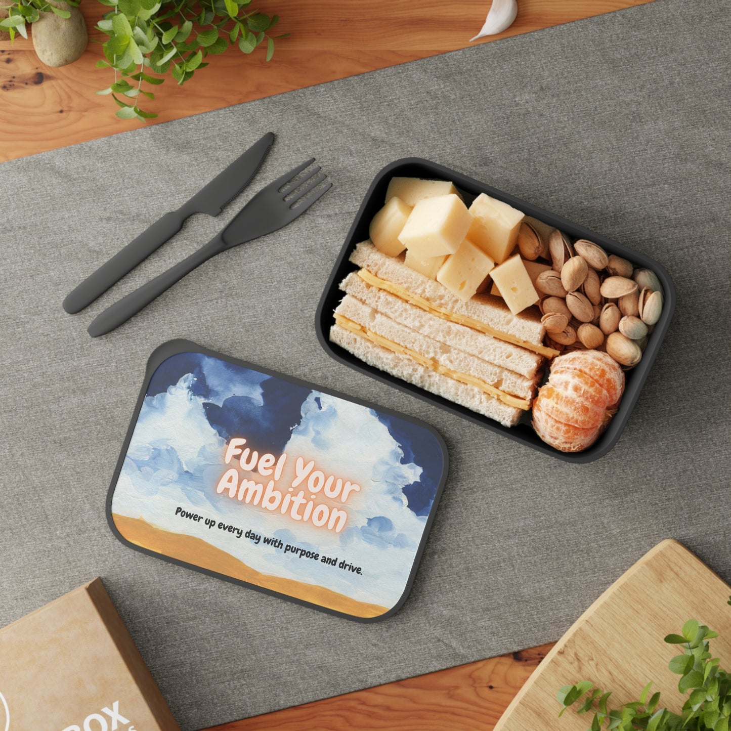 Fuel Your Ambition PLA Bento Box with Band and Utensils