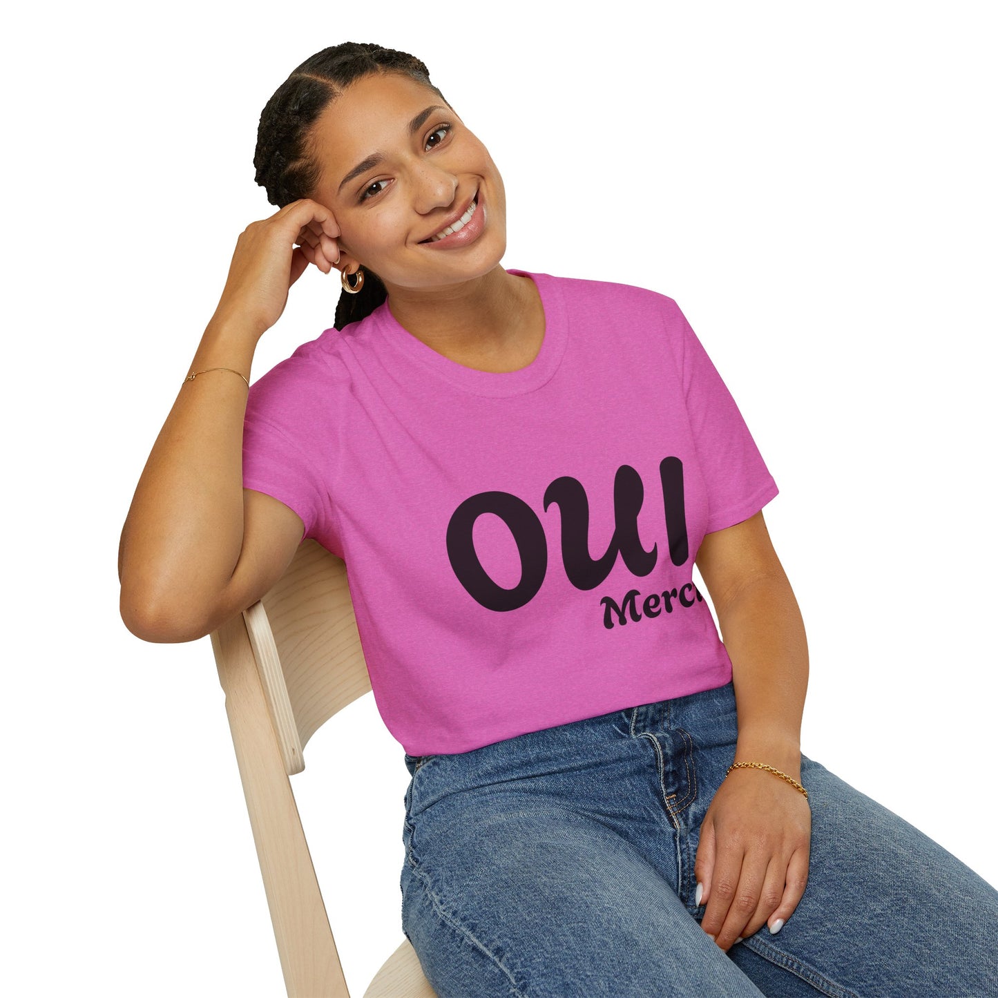 Unisex Softstyle T-Shirt - Oui Merci Graphic Tee for Everyday Casual Wear