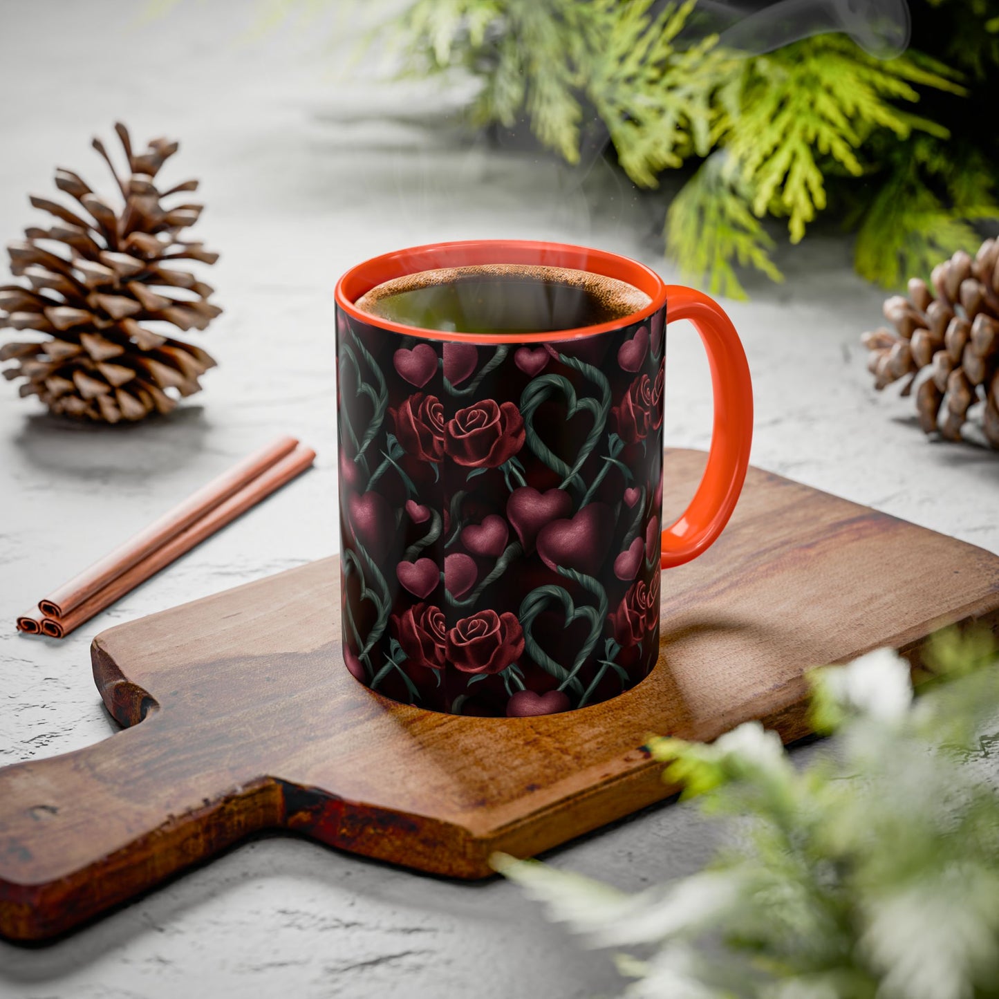 Hearts and Roses Themed Colorful Mugs (11oz, 15oz)