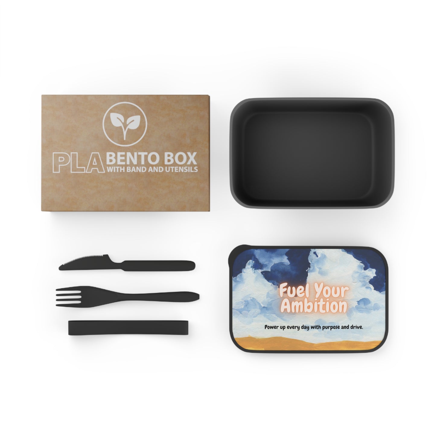 Fuel Your Ambition PLA Bento Box with Band and Utensils