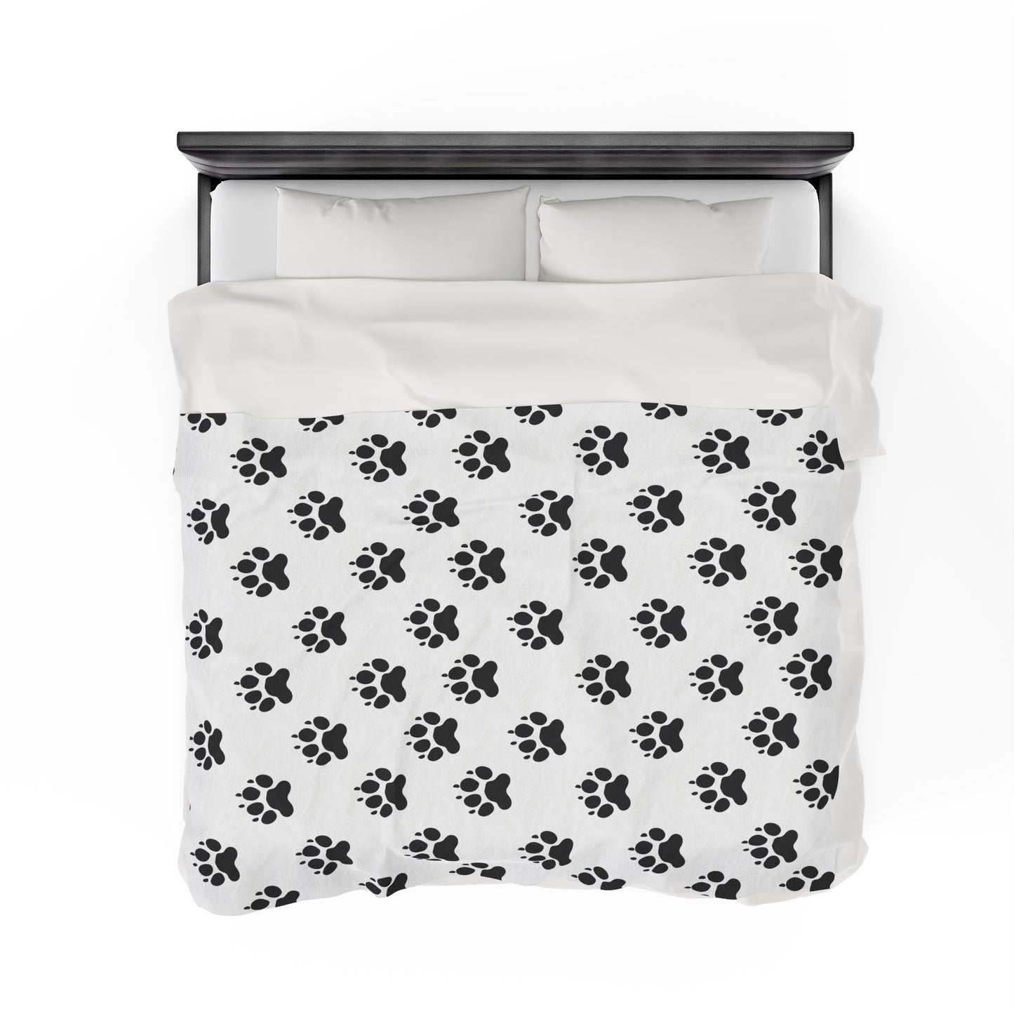 Dog Paw Print Velveteen Plush Blanket, Ultra-Soft, Customizable, and Cozy for Home or Gifts