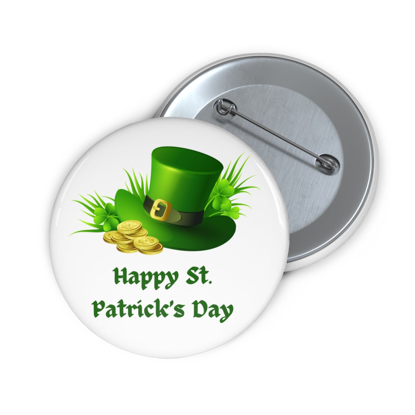 St. Patrick's Day Hat and Gold Pin Buttons - Festive and Fun Badge