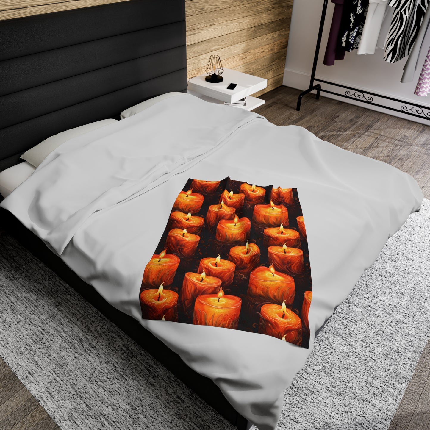Halloween Candle Velveteen Plush Blanket