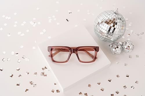 Peepers by PeeperSpecs Women's Spotlight Blue Light Blocking Reading Glasses and No Correction Eyewear Square, Rose, 1.75