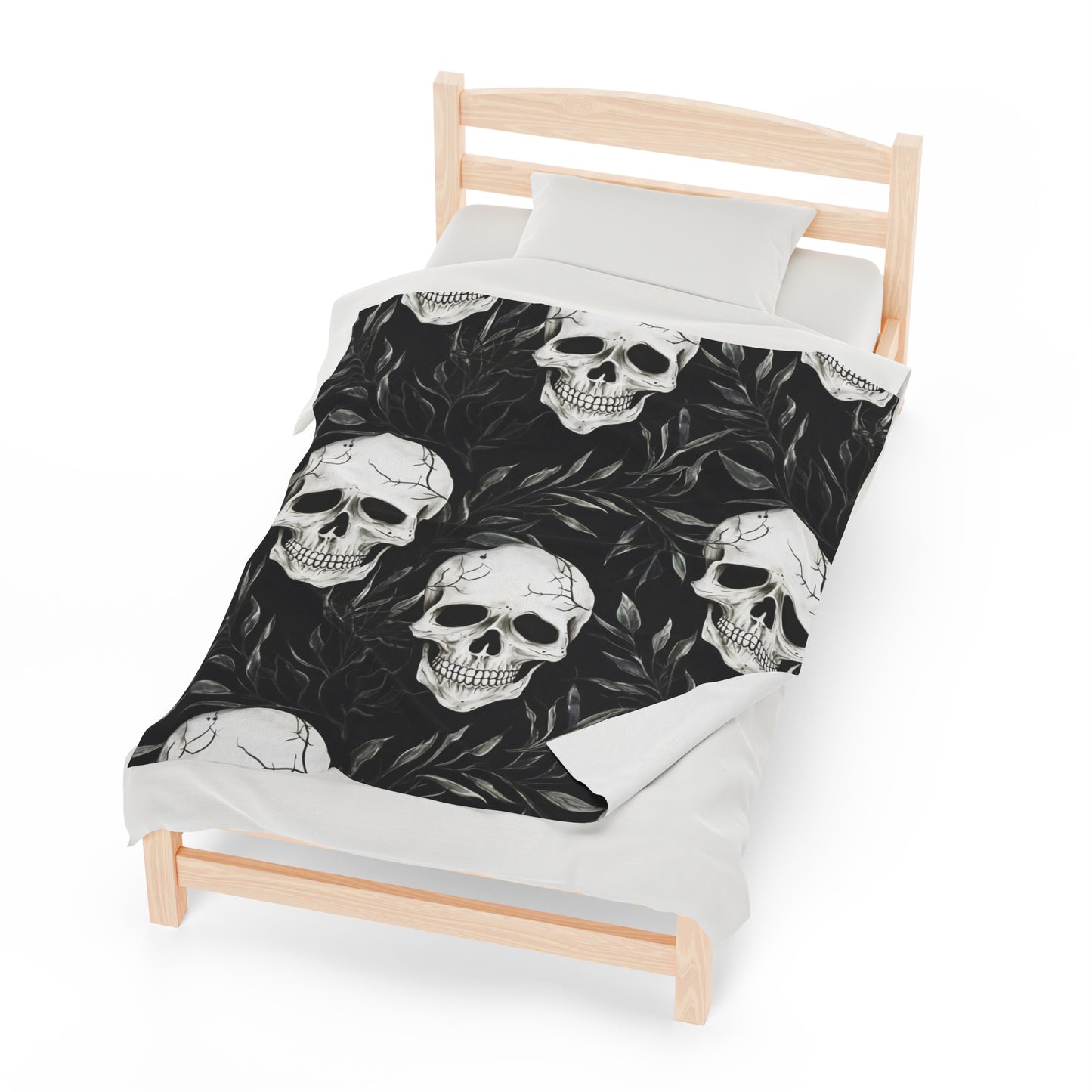 Skull Halloween Velveteen Plush Blanket, Ultra-Soft, Customizable, and Cozy for Home or Gifts