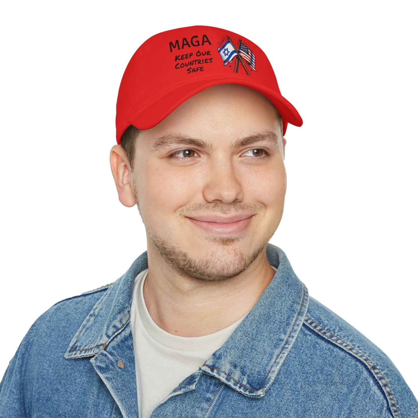 MAGA US Israel Flags Keep Our Countries Safe Low Profile Baseball Cap