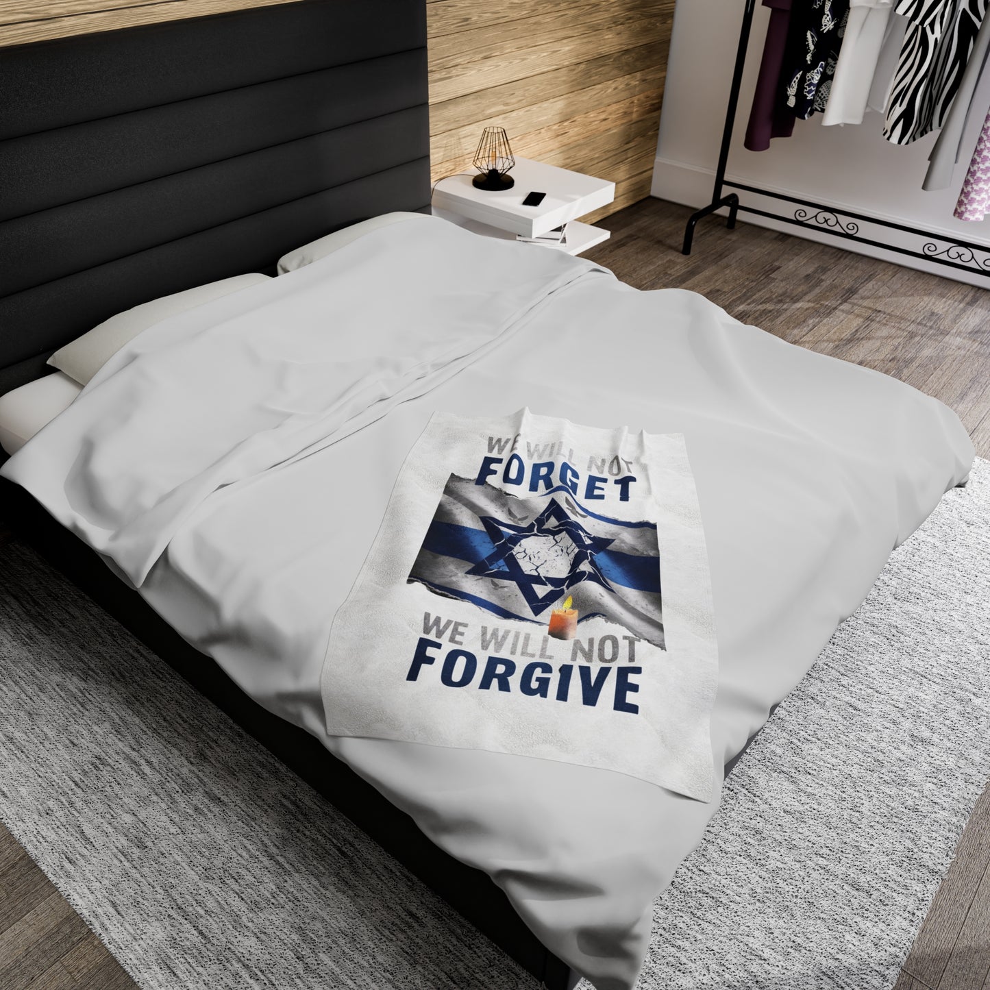 Israel Remembrance Plush Blanket - 'We Will Not Forget' - Cozy Tribute to Hope and Resilience