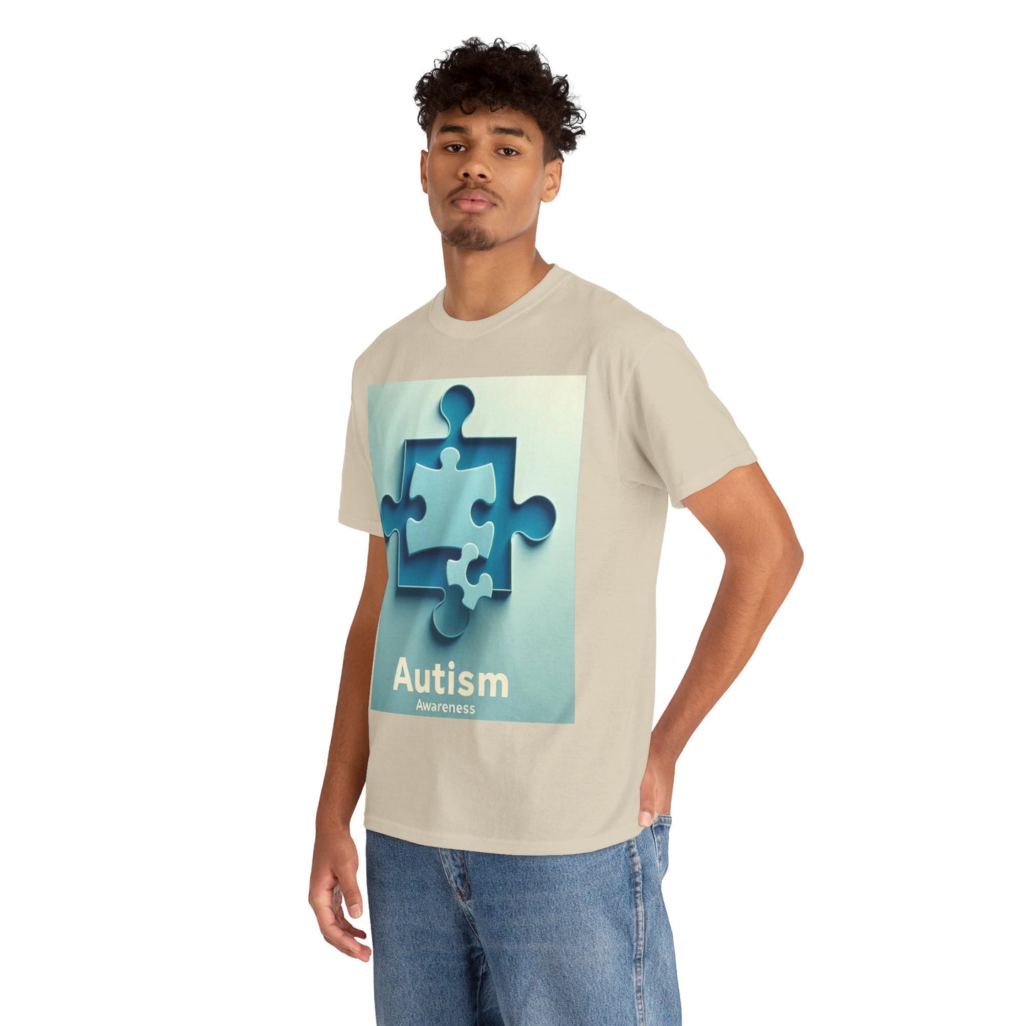 3D Puzzle Piece Autism Awareness Unisex Heavy Cotton Tee