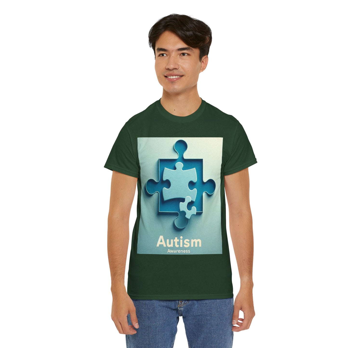 3D Puzzle Piece Autism Awareness Unisex Heavy Cotton Tee