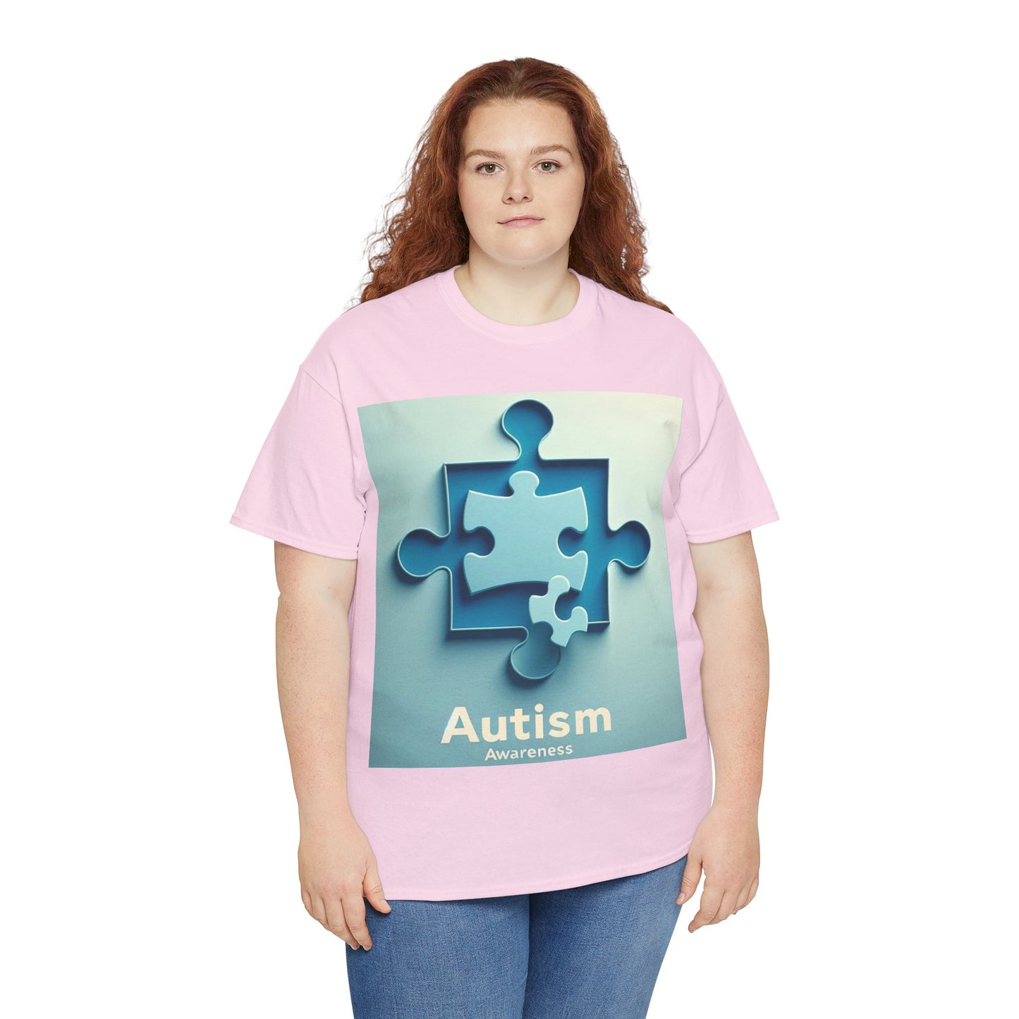 3D Puzzle Piece Autism Awareness Unisex Heavy Cotton Tee