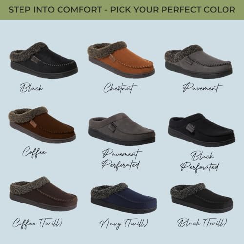 Dearfoams mens Indoor/Outdoor Breathable Memory Foam Clog Offered in Wide Widths Slipper, Pavement, Large US