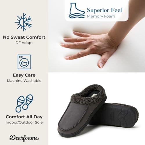 Dearfoams mens Indoor/Outdoor Breathable Memory Foam Clog Offered in Wide Widths Slipper, Pavement, Large US