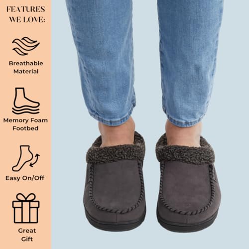 Dearfoams mens Indoor/Outdoor Breathable Memory Foam Clog Offered in Wide Widths Slipper, Pavement, Large US