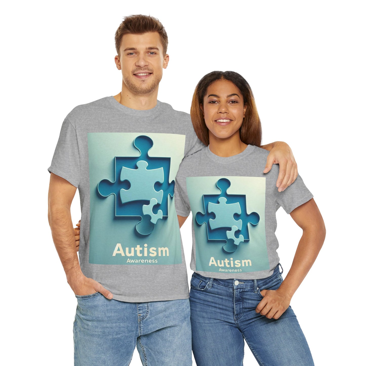 3D Puzzle Piece Autism Awareness Unisex Heavy Cotton Tee