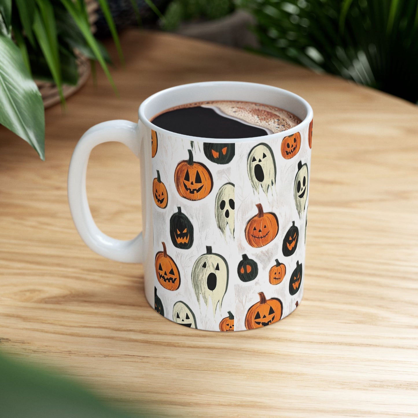 Ghosts and Pumpkins Ceramic Mug, (11oz, 15oz)