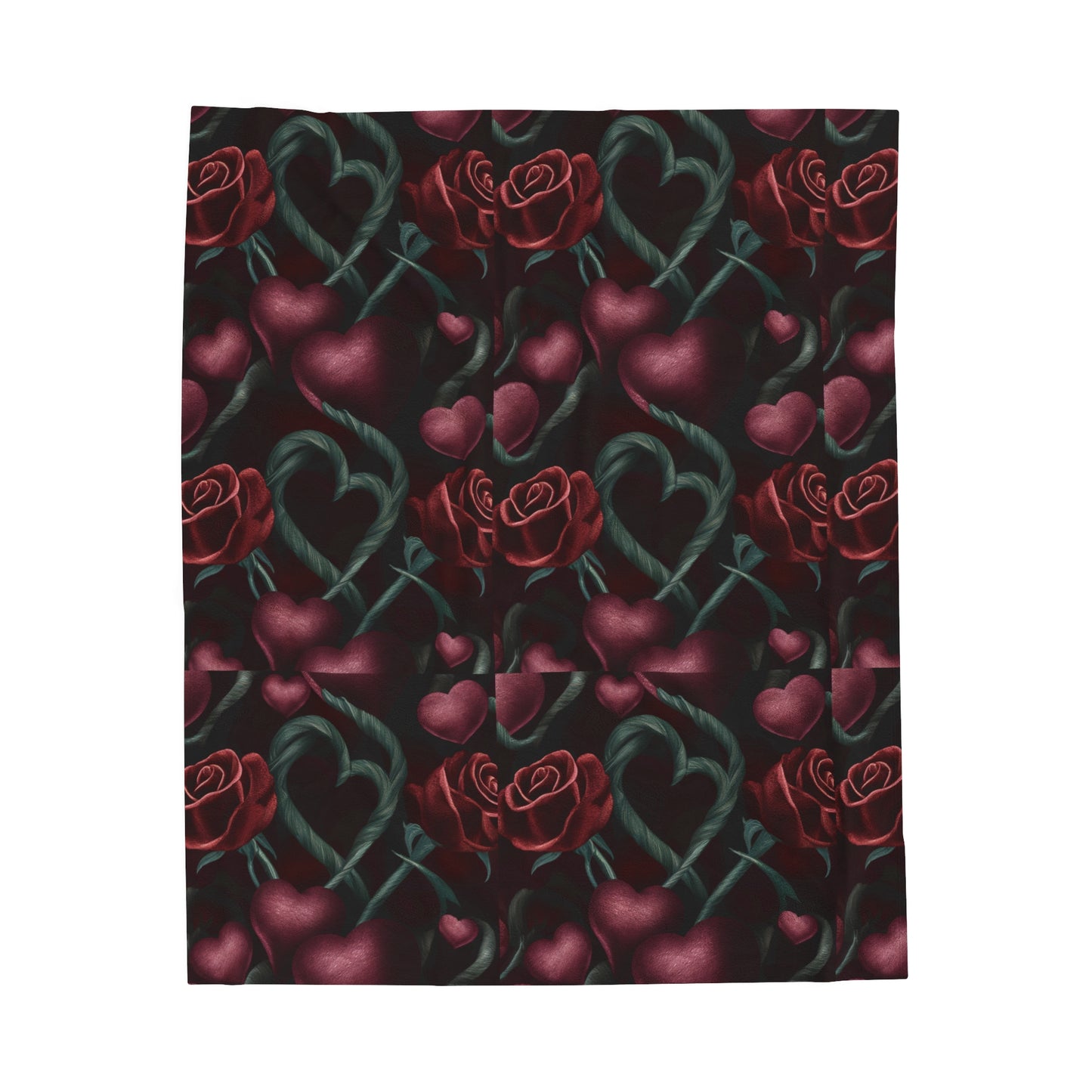 Hearts and Roses Velveteen Plush Blanket